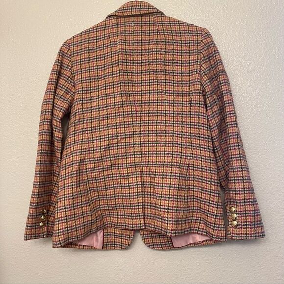 Talbots CLASSIC SHETLAND BLAZER APPLE PLAID gold buttons wool blend 6 - Picture 4 of 11